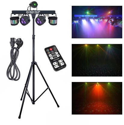Изображение LIGHT4ME BELKA LED PAR DERBY LASER multiefekt wietlny zestaw owietlenie disco