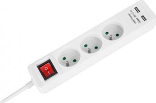 Изображение Listwa zasilajca Rebel Electro 3 gniazda 5 m biaa (URZ3202-5)