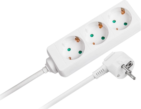 Изображение Listwa zasilajca Rebel Przeduacz biay KEMOT 3 gniazda typu niemieckiego, kabel 3m (1,5mm)