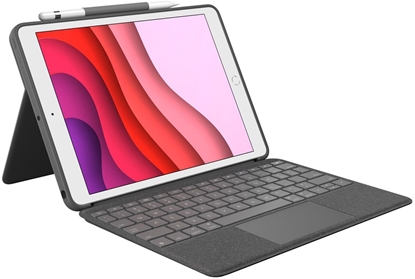 Изображение Logitech Logitech Combo Touch - Tastatur und Foliohulle - mit Trackpad - hintergrundbeleuchtet - Apple Smart connector - QWERTZ - Schweiz - Graphite - fur Apple 10.2-inch iPad (7. Generation, 8. Generation, 9. Generation)