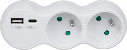 Изображение Maclean Gniazdko prdowe Maclean, rozganik z 2 gniazdami, 2x USB A/C, typu E, 2x16A, MCE339 E