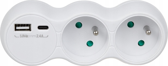 Изображение Maclean Gniazdko prdowe Maclean, rozganik z 2 gniazdami, 2x USB A/C, typu E, 2x16A, MCE339 E