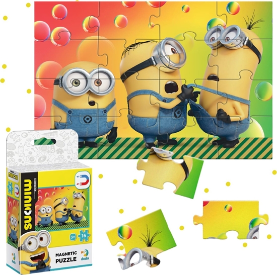 Picture of MAGNETYCZNE PUZZLE "MINIONKI" 16 ELEMENTÓW KOLOROWEJ UKADANKI DLA DZIECI