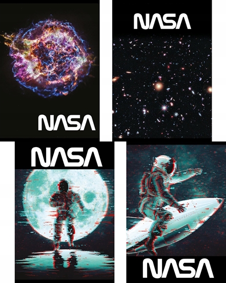 Picture of MAJEWSKI Zeszyt A5 32k linia podwójna dwukolorowa laminowany SPACE ADVENTURE z lakierem miejscowym p15 mix cena za 1 szt