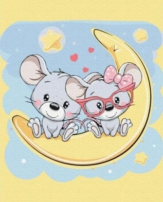 Picture of Malowanie po numerach - Myszki na ksiycu 40x50cm