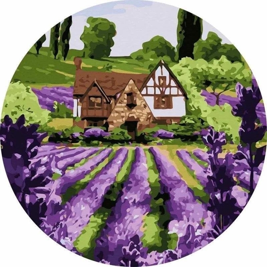 Picture of Malowanie po numerach okrge - Lawendowy domek 40