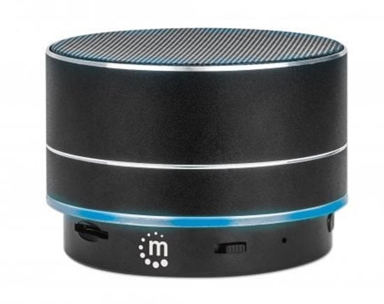 Picture of MANHATTAN Metallic LED-Bluetooth-Lautsprecher buntes Licht Bedienelemente USB-A-Port MicroSD-Kartenslot 3,5mm-Klinkenbuchse schwarz