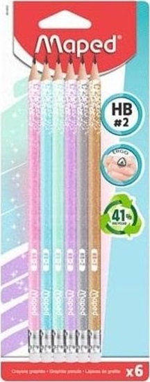 Picture of Maped Oówek z gumk Glitter brokat HB 6szt.