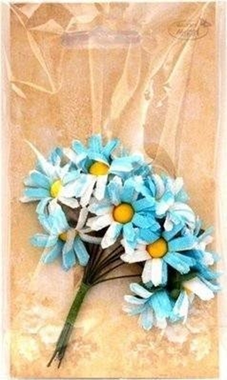 Picture of Margerytki materiaowe niebiesko-biae 2cm 12szt