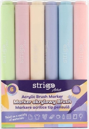 Изображение Marker akrylowy z kocówk Brush 6kol STRIGO