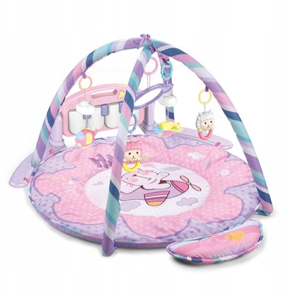 Attēls no Mata dla niemowlÄt z zawieszkami i pianinkiem okrÄgÅa rÃ³Å¼owa