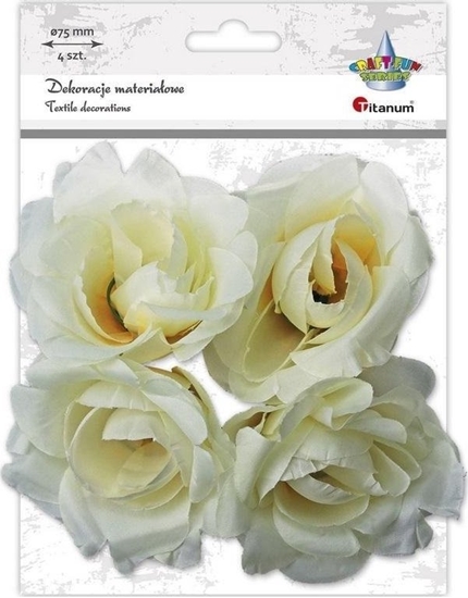 Picture of Materiaowe róe 3D 75mm biae na druciku 4szt