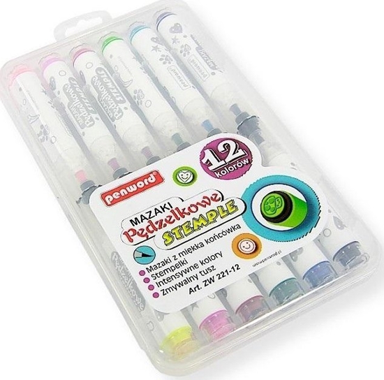 Picture of Mazaki pdzelkowe ze stemplami 12 kolorów