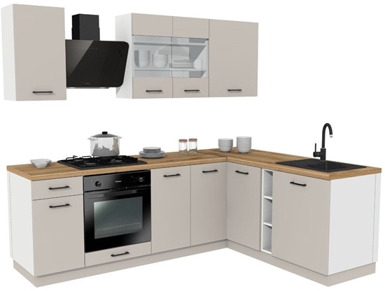 Изображение MEBLE KUCHENNE ZESTAW VARIO Z1 240x180CM KASZMIR BLAT DB EVOKE BEZ AGD