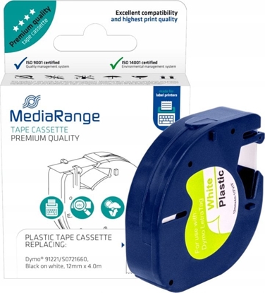Attēls no Mediarange Schriftbandka. komp. Dymo 12mmx4m laminiert sw/ws