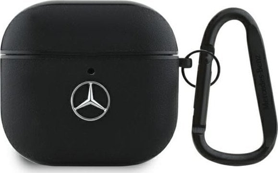 Picture of Mercedes MEA4CSLBK AirPods 4 cover       czarny/black Leather Metal Logo