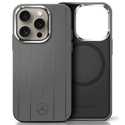 Attēls no Mercedes-Benz Mercedes Silicone Vertical Tonal Stripes MagSafe Case for iPhone 16 Pro Max - Gray
