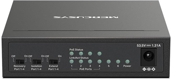 Изображение MERCUSYS switch MS106P (6x100Mb/s,4xPoE+,67W,fanless)