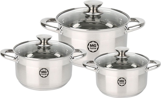 Picture of MG Home Garnki stalowe MG Home Moderno zestaw 3 garnków z pokrywkami na indukcj