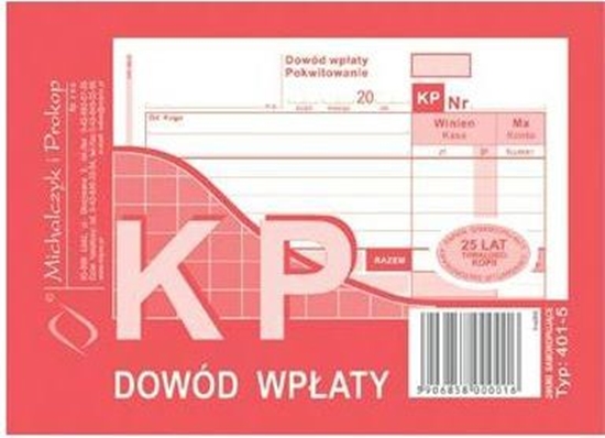 Изображение Michalczyk & Prokop Druk KP dowód wpaty A6 wielokopia, 80kart., M&P (38K012A)