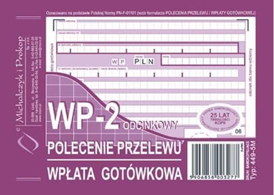 Изображение Michalczyk & Prokop Druk Polecenie przelewu wpata gotówkowa A6, 1+1 kopia, M&P (38K006A)