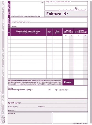 Picture of Michalczyk & Prokop Faktura dla podatnikw zwolnionych podmiotowo z podatku od towarw i usug A5 202-3E