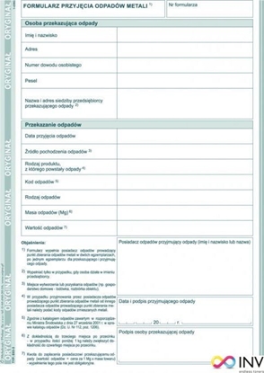Picture of Michalczyk & Prokop Formularz przyjcia odpadów metali E03-3
