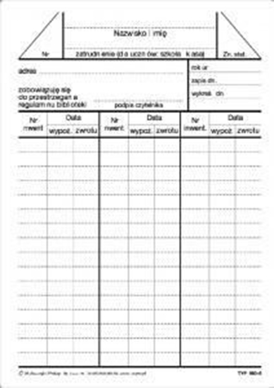 Изображение Michalczyk & Prokop Karta biblioteczna czytelnika 980-5