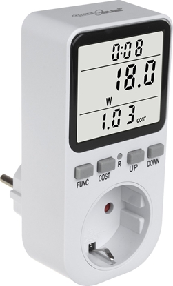 Attēls no Miernik energii GreenBlue, watomierz, typ F, 220-240V AC, 50Hz, max. obcienie 16A, IP20, wbudowana bateria, GB364 F