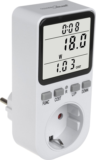 Picture of Miernik energii GreenBlue, watomierz, typ F, 220-240V AC, 50Hz, max. obcienie 16A, IP20, wbudowana bateria, GB364 F