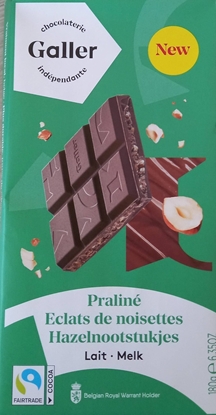 Picture of Milk chocolate tablet with praline filling and crushed hazelnuts Galler Lait Praline Eclats de Noisettes, 180 g