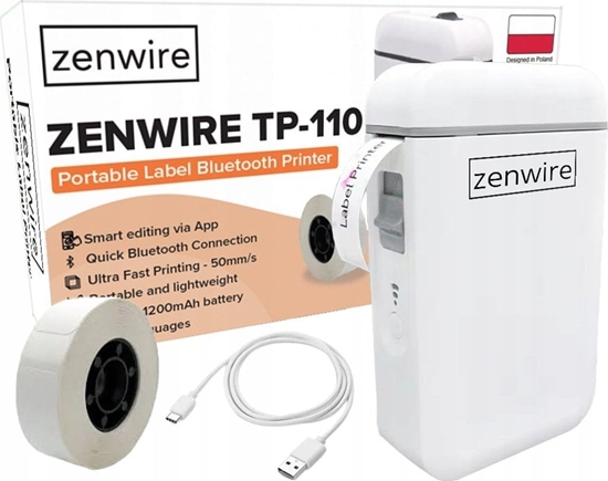 Picture of Mini Drukarka Termiczna Przenona do Etykiet Naklejek Bluetooth USB-C Zenwire TP-110