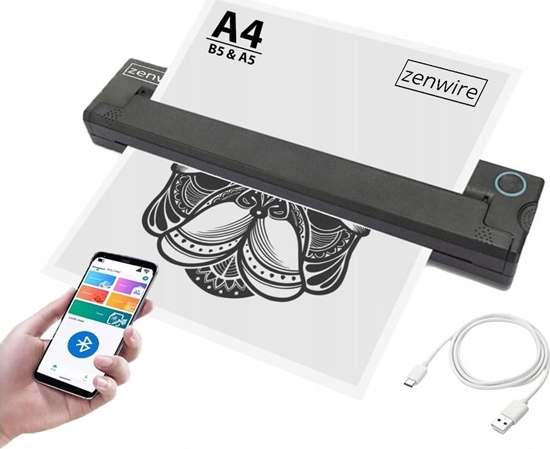 Picture of Mini Drukarka termiczna Przenona do Tatuay Dokumentów Zdj A4 Zenwire TP-820