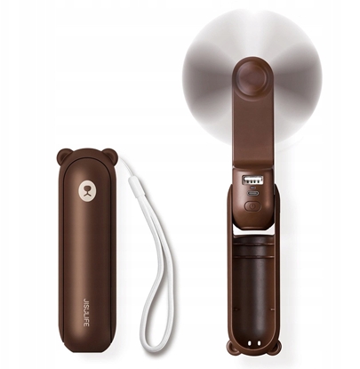Attēls no Mini wentylator Jisulife Handheld Fan Life8 Plus przenony wiatraczek USB z funkcj powerbanka 4500mAh i latark - brzowy