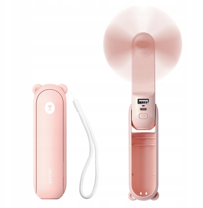 Изображение Mini wentylator Jisulife Handheld Fan Life8 przenony wiatraczek USB z funkcj powerbanka 2000mAh i latark - róowy