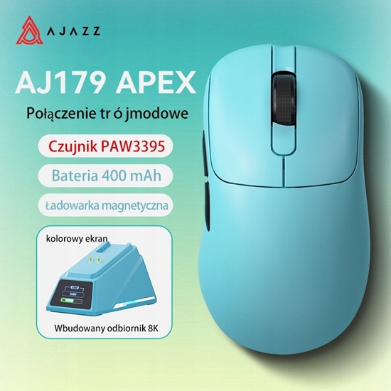 Изображение Mysz bezprzewodowa AJ179 APEX -3 Model-Blue-3950-8K Charging Dock