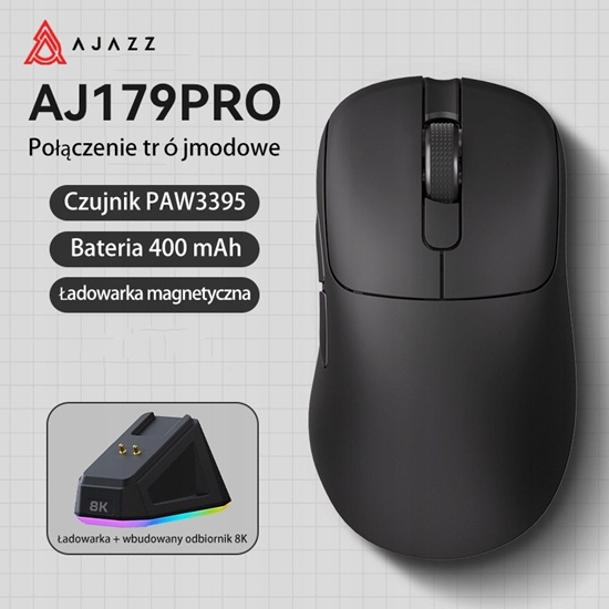 Picture of Mysz gamingowa bezprzewodowa Ajazz AJ179PRO -3 Mod-Black-Pixart 3395-8K Charging Dock