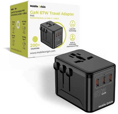 Изображение Mobile Origin GaN 67W Travel Adapter PW5 EU/UK/US/AUS, 3x USB-C + USB-A