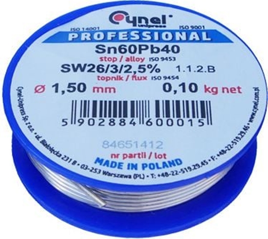 Picture of Mojeledy Cyna 1,50mm 100g SW26/3/2.5% spoiwo lutownicze (Sn60Pb40)
