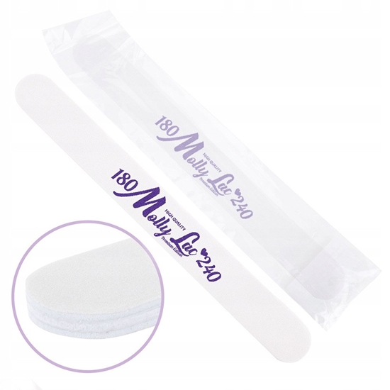 Изображение MOLLYLAC_Pilnik dwustronny do paznokci prosty biay rodek 180/240