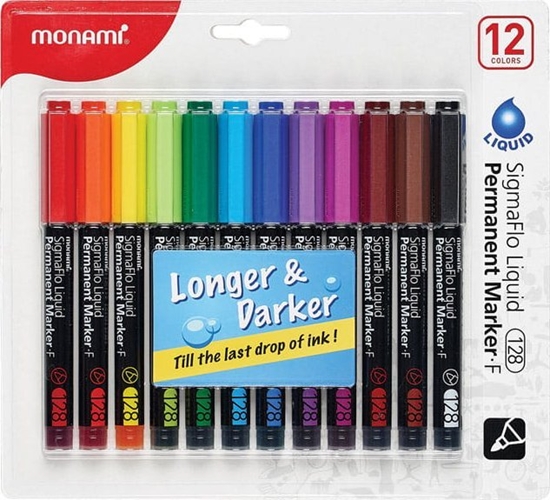 Picture of Monami Marker Permanentny Sigmaflo F 128 Zestaw 12 Kolorów