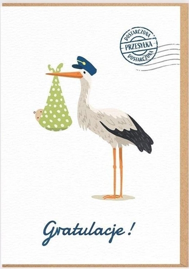 Picture of Nadwyraz.com Karnet Narodziny - Bocian gratulacje
