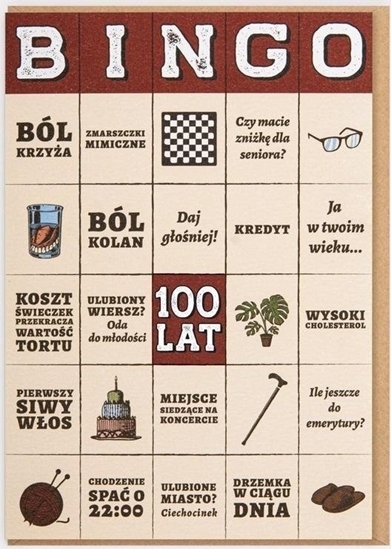Picture of Nadwyraz.com Karnet Urodziny - Bingo 100 lat!