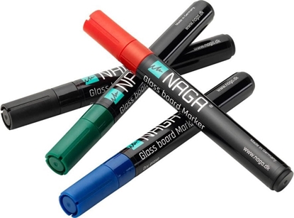 Attēls no NAGA Glastavle marker mix 4,5 mm. 4 stk. Sort/Rød/Grøn/Blå Mix 14,5x1,5x4mm (1stk)