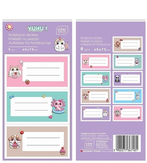 Picture of Naklejki na zeszyty Girls 9szt