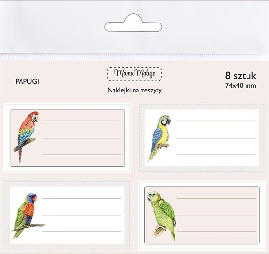 Изображение Naklejki na zeszyty Papugi