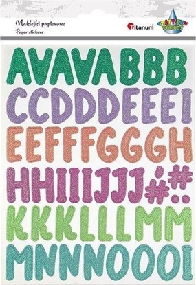 Attēls no Naklejki papierowe brokat alfabet i cyfry 109szt