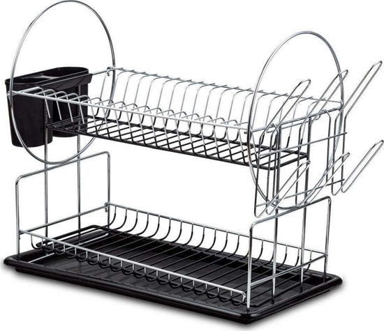 Picture of NAVA Suszarka na naczynia, talerze, kubki, sztuce, srebrno- czarna, ociekacz do naczy, talerzy, kubków