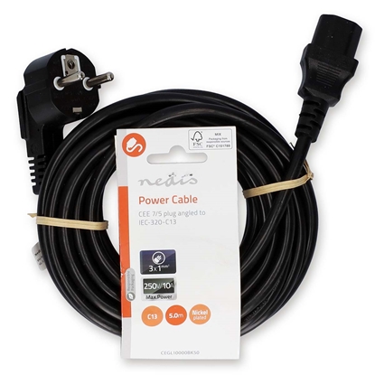 Attēls no Kabel zasilajcy Nedis czarny kabel elektryczny 5 m CEE7/7 C13