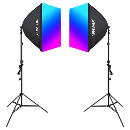 Picture of Neewer Kit Neewer NK800 two softboxes + bulbs RGB 24W 2700-6500K + tripods + barndoors